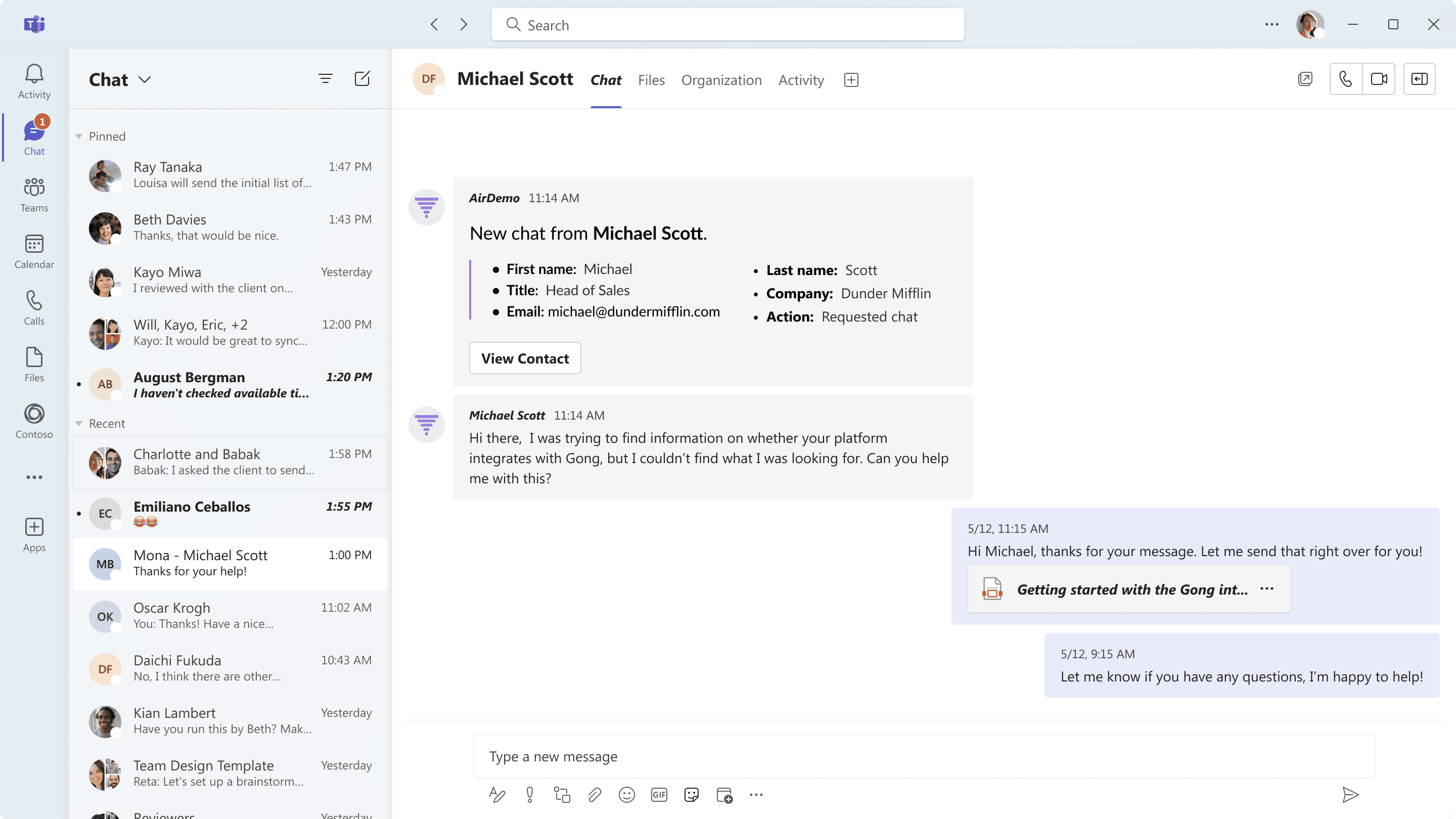 Teams AirDemo Chat