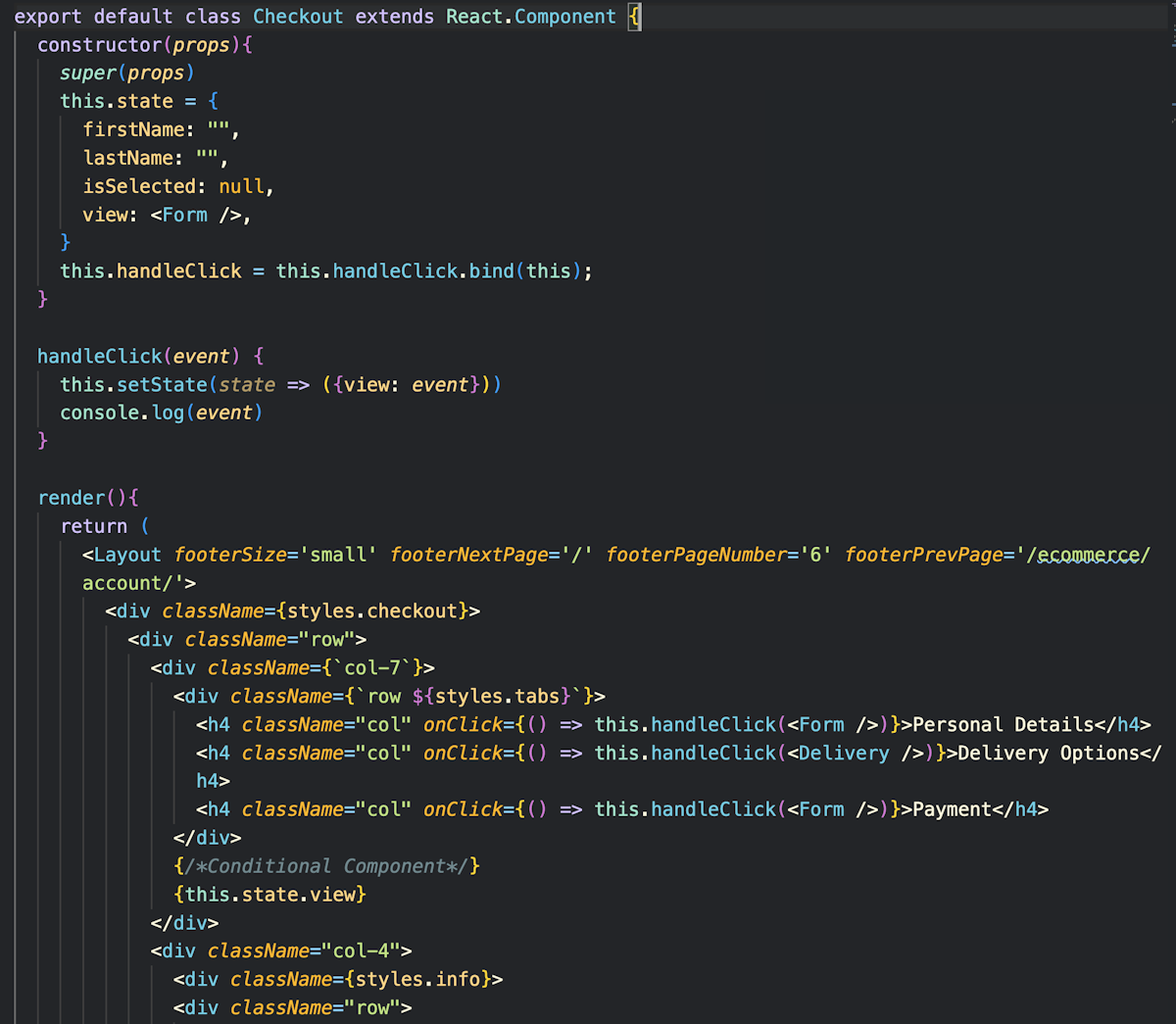 screenshot of code editor